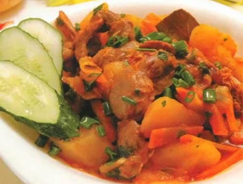 Рагу из куриных потрохов